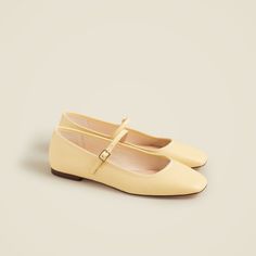 Quinn square-toe Mary Jane flats in leather Maryjane Ballet Flat, Usa Swimming, Yellow Flats, Shoe Shopping, Flat Mules, Loafer Sneakers, J Crew Men, Jcrew Women, Mary Jane Flats