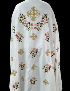 The embroidered fabric is designed for the vestment of the orthodox deacon, priest and Arch Priest.  Deacon: Includes fabric for the Stikharion (robe), epimanika (cuffs) and oration (stole) Priest: Includes fabric for the phelonion (chasuble), zone (belt), epigonation (palitza), epimanika (cuffs) and epitrachelion (stole).  Arch Priest: Includes fabric for Epitrachelion (stole), zone (belt), epimanika (cuffs), epigonation (palitza), Sakkos (robe), small and large omophrion.  Τhe fabric is light White Embroidered Chasuble For Church, Traditional White Embroidered Chasuble, Orthodox Priest, The Orator, Greek Orthodox, Embroidered Fabric, Embroidery Machine, Beautiful Fabric, Custom Orders