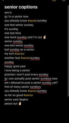 an image of a text message on a cell phone with the words senior captions