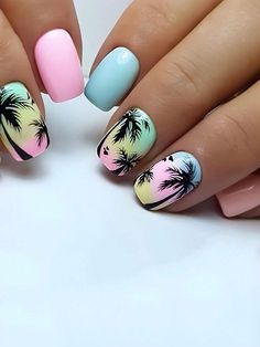 #BeachNails #NailArt #SummerNails #NailDesign #BeachVibes #NailInspo #TropicalNails #NailTrends #OceanNails #NailFashion #Manicure #NailPolish #NailIdeas #BeachStyle Beachy Nail Designs, Vacation Nail Ideas, Fun Nail Colors, Nagellack Trends, Trendy Nail Designs, Short Fake Nails, Press On Nails Short, Tropical Patterns