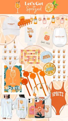 Explore a dynamic collage showcasing a selection of Aperol Spritz Themed Bachelorette Party essentials, featuring vibrant decor and fashionable attire that promise a celebration as refreshing as the bride's favorite cocktail. Plan a memorable night with ease, letting the Aperol vibes and Italian elegance set the stage for a gathering filled with love, laughter, and toasts to an unforgettable evening of joy and celebration. Bachelorette Party Italian Theme, Citrus Themed Bachelorette Party, Summer In Italy Bachelorette, Bachelorette Party In Italy, Cocktail Theme Bachelorette Party, Bachelorette Italian Theme