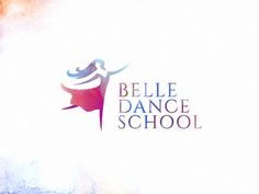 an artistic logo for a dance school with watercolor splashes and the words'belly dance school '