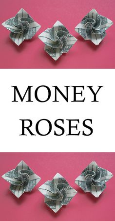 origami money roses with the words money roses on it in black and white