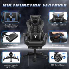 an image of a gaming chair with instructions on how to use it