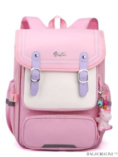 BagForLove - Chic Flap Backpack with Bag Charm Pink Softback Shoulder Bag For School, Large Capacity Pink Backpack For End Of School Year, Pink Satchel Backpack For School, Pink School Bag With Adjustable Strap, School Bags With Adjustable Straps For Back To School, Pink Student Bag With Adjustable Strap, Adjustable Straps Shoulder Bag For Back To School, Pink Satchel Backpack For Students, Pink Backpack With Adjustable Straps