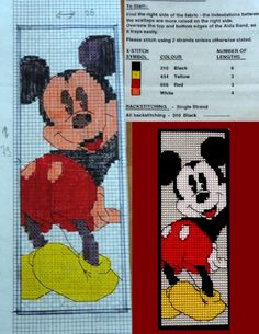 the mickey mouse cross stitch pattern is shown