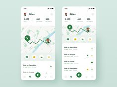 two smartphones showing the location of people on their rides and how to use them