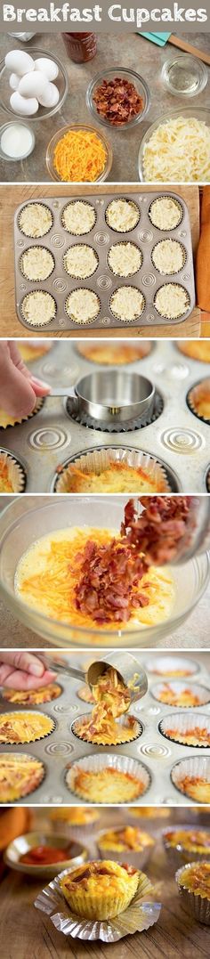 the steps to make an omelette in muffin tins