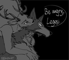 a black and white drawing of two wolfs with the caption be angry, lagasi