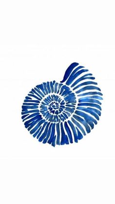 a blue and white spiral shaped object on a white background with watercolors in it