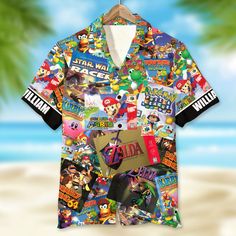 Discover personalized gifts for game lover with vibrant Hawaiian shirts! Perfect for adding a touch of tropical flair to any wardrobe or occasion. Shop now! Gift Quotes: Hawaiian Shirt, Aloha Shirt: Material: 95% Polyester - 5% Spandex Manual measurement may have a 1-3cm difference . Machine wash cold. Do not bleach. Do not dry clean. Do not tumble dry. Iron at low temp. Size chart Personalization Please complete fields required to customize options (Name/Characteristics) and recheck carefully a Short Sleeve Tops With Character Print For Vacation, Fun Hawaiian Shirt With Graphic Print, Casual Multicolor Character Print Shirt, Hawaiian Multicolor Camp Shirt With Sublimation Print, Multicolor Hawaiian Camp Shirt With Sublimation Print, Multicolor Short Sleeve Hawaiian T-shirt, Fun Multicolor Cotton Hawaiian Shirt, Summer Multicolor Short Sleeve Sublimation Design, Hawaiian Multicolor Tops With Sublimation Print