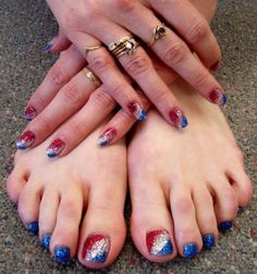 Red White And Blue Toe Nails, Patriotic Toe Nails, Fourth Of July Pedicure, 4th Of July Pedicure, Patriotic Pedicure, Minion Nails, Firework Nails