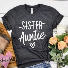 >Spoil Auntie with this fun and comfy top!>This unisex shirt is super soft, light weight and comfy!>Fits large (this is a unisex shirt). You may consider sizing down.>Fast shipping>Many colors available Pregnancy Announcement To Aunt, Promoted To Aunt, Funny Pregnancy Shirts, Happy Pregnancy, Pregnancy Reveal Shirt, Aunt Shirt, Aunt T Shirts, Auntie Shirts, Best Aunt