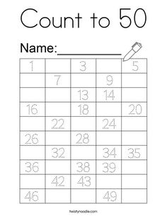 the number 50 worksheet for numbers to go with it's counting game