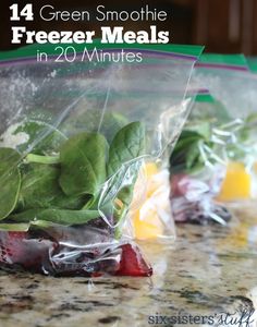 freezer meals are packed in plastic bags and ready to be eaten