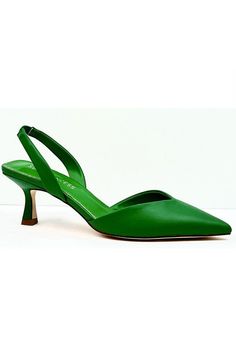 Elegant Green Low Heel Heels, Elegant Green Kitten Heels For Summer, Green Kitten Heels, Green Pointed Toe Kitten Heels, Luxury Green Pointed-toe Dress Shoes, Party Pumps, Satin Fashion, Low Heel Pumps, Wedding Guest Hairstyles