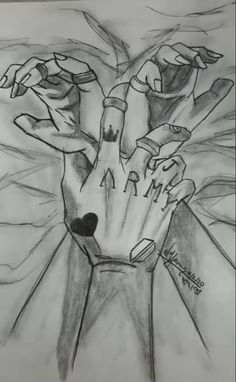 a drawing of two hands holding each other