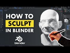 a person holding a pen in front of a computer screen with the words how to sculpt in blender