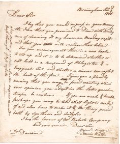 an old letter with writing on it, and the words written in cursive ink