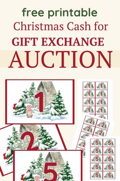 free printable Christmas Cash for gift exchange auction. 1, 2, and 5 with images of a gnome standing in a snowy front yard . White Elephant Exchange Games, Gift Exchange Game, Ornament Exchange Party, Reindeer Christmas Gift, Christmas Gift Exchange Games, Gift Exchange Games, Fun Christmas Party Games, Inexpensive Christmas Gifts, Swap Gifts