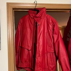 Brand New Wilson’s Thinsulate Red Leather Coat Size Medium Never Worn Winter Red Leather Jacket For Work, Red Leather Jacket For Winter Workwear, Red Leather Coat, Wilsons Leather Jacket, Leather Jackets, Leather Coat, Red Leather, Leather Jacket, Jackets For Women