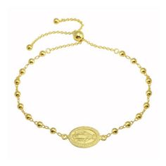 Description: Sterling Silver 925 Gold Plated Medallion Charm Beaded Bracelets Metal Type: Guaranteed .925 Sterling Silver With Stamped 925 Finish: High Polished. Gold Plated Measurement: 8" Adjustable. Charm: 10 X 20 Mm Brand New With Box #80 Adjustable Sterling Silver Bracelet With Beaded Chain, Adjustable Sterling Silver Bracelets With Beaded Chain, Adjustable Gold Sterling Silver Rosary Bracelet, Nickel-free Silver Rosary Bracelet, Nickel-free Gold Beaded Bracelets In Sterling Silver, Nickel Free Gold Beaded Bracelets In Sterling Silver, Charm Beaded Bracelet, Shine Jewelry, Gold Medallion