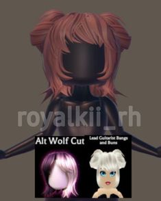 hair combo-Royale high Barbie And Ken Royale High, Royale High Toy Codes, Fnaf Royale High, Royale High Short Hair Combos, Royale High Roblox Outfits Cheap, Poppy Royale High, Royale High Cheap Outfit Ideas, Rh Hair Colors, Cute Royale High Hair Combos