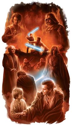 the star wars characters are depicted in this poster