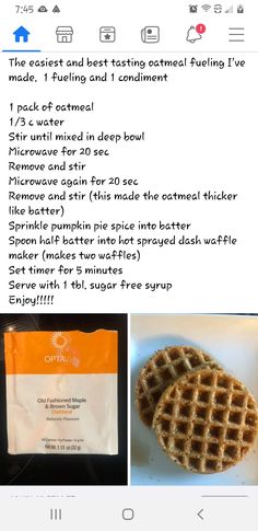 the recipe for waffles is displayed on an iphone