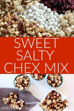 sweet salty chex mix with nuts and cranberries