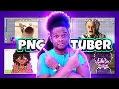 a man standing in front of two pictures with the words png tuber