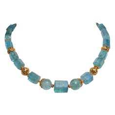 A stunning aquamarine beaded necklace with 18K gold. The large aquamarines are a combination of beveled and faceted round beads of exceptional color and translucence. The gold beads are all hand crafted with wire work and granulation in 18K gold. An S-hook clasp with an extra inch of chain to allow for adjustment to the length ranging from 19.5" to 20.5". The fine jewelry collection is sourced, designed or created by Deborah Lockhart Phillips. Through her international travels, she has cultivate Gold Beaded Necklace, Aquamarine Beads, Gold Bead Necklace, S Hook, Gold Piece, Aqua Marine, Hook Clasp, Fine Jewelry Collection, Wire Work