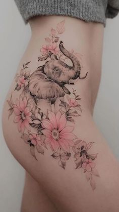 Fine line tattoo inspiration #tattooideas #tattooideasforgirls #tattooideasforguys #womenstattoo #tattoodesign #tattoostyle Elephant Tattoo Ideas For Women, Elephant Tattoo Trunk Up, Elephant Tattoos Leg, Unique Tattoos Back, Elephant Trunk Up Tattoo, Asian Elephant Tattoo, Tattoo Ideas Female Elephant, Elephant Back Tattoo, Elephant Tattoos Thigh