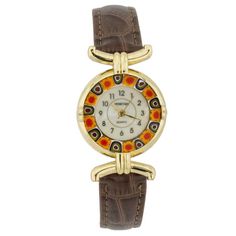 100% Authentic Murano Glass CONTACT ADD US FEEDBACK ABOUT US OUR STORE Best Seller Great Service Fast Shipping 24h  100% Satisfaction Guarantee Murano Glass Millefiori Watch with Leather Band - Brown   US $159.95  US $79.95   BUY › Watch Item ‹ › Ask a Question ‹   AUTHENTIC MURANO: Genuine Italian Murano Glass hand-made in Venice, Italy. UNIQUE: Each piece is crafted entirely by hand using ancient glass-making techniques. No two pieces are exactly the same. MEASUREMENTS: Face Diameter Approximately 7/8". ITALIAN CRAFTSMANSHIP: Made in one of the oldest workshops on Murano Island in Venice, Italy by masters whose lineage in glass craftsmanship goes centuries back. Certificate of Authenticity included. BEAUTIFUL PRESENTATION: This Murano Glass accessory and every item in our Murano Glass Je Floral Watches, Buy Watch, Murano Glass Earrings, Murano Glass Jewelry, Spiral Earrings, Buy Watches, Women Wrist Watch, Venice Italy, Metal Bracelets