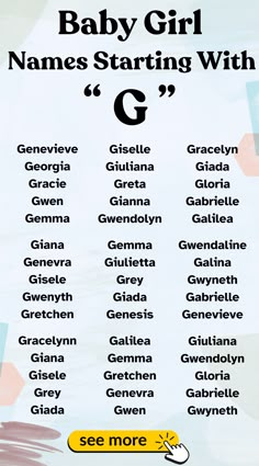 baby girl names starting with g