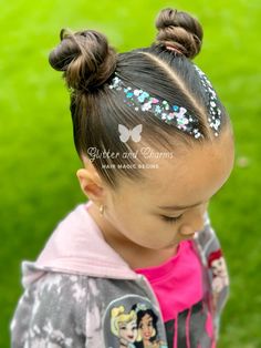 Style and elevate your hair game with our custom handcrafted glitter hair gel and hair charm sets! ✨ Glitter Hair Gel Hairstyles, Glitter Gel Hairstyles, Hairstyle With Glitter, Gymnastics Hairstyles For Kids, Easy Gymnastics Hairstyles, Hair Glitter Ideas, Diy Hair Glitter, Gymnast Hair, Gymnastics Makeup