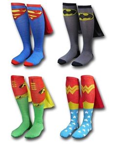 I can see the girls running and sliding across my wood floors with these on! Awesome super socks! Would make a hilarious stocking stuffer! SOME ONE GET ME BATMAN! :D You Are My Superhero, Superhero Socks, Tough Mudder, Superhero Capes, Capes For Women, Crazy Socks, Knee High Socks, Cool Socks, Super Hero