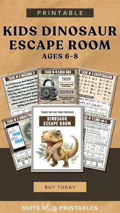 the dinosaur escape room printables for kids