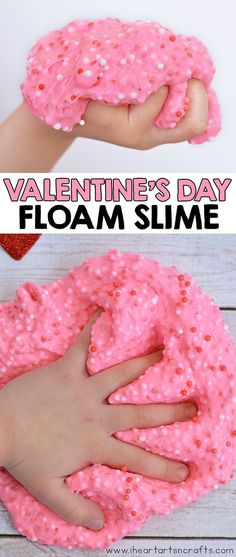 valentine's day foam slime craft for kids with hands and fingers on it