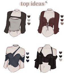 four different types of bras with hearts on the bottom and one has an open back