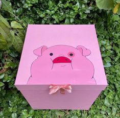 a pink box with an image of a pig on it