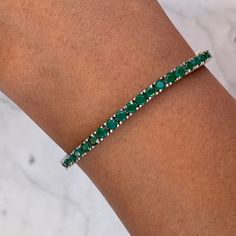 New in!! Tennis bracelet made from sterling silver, and high grade emerald color cz stones Sku GAB0146 Emerald Tennis Bracelet, Bracelet Emerald, Birthday Bracelet, Emerald Bracelet, Emerald Color, Minimalist Bracelet, Rings Cool, Layered Bracelets, Green Emerald