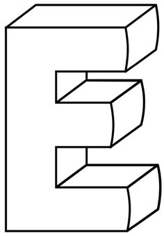 the letter e is made up of two blocks and one block in the shape of a rectangle