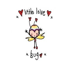 a drawing of a little love bug with hearts