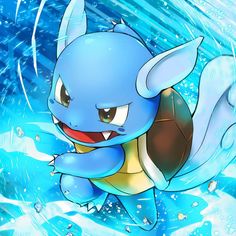 a blue and yellow pokemon character floating in the water