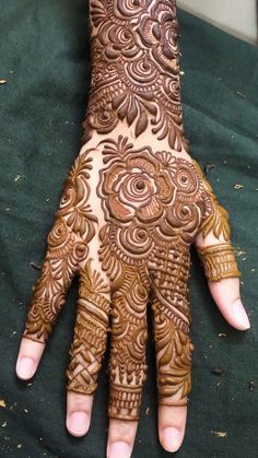 the hand is decorated with intricate designs