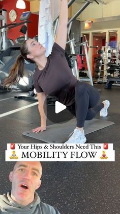 a man and woman doing exercises in the gym with an advert for their website