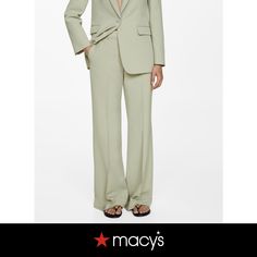 in stock Spring Long Sleeve Pantsuit With Double-breasted Button, Suit Pants, Pastel Green, Effortless Style, In Store, Pick Up, Buy Online, Mango, Pants For Women