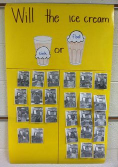 a bulletin board with ice cream and pictures on it that says, will the ice cream or float?