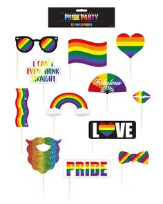 pride party photo booth props and decorations